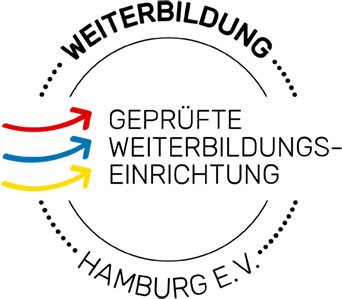 Logo Weiterbildung Hamburg e.V., geprüfte Weiterbildungseinrichtung.